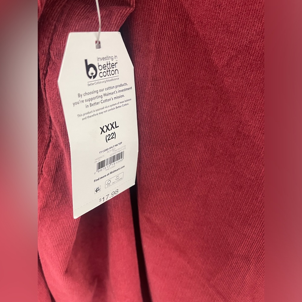 Time and Tru Women's Puff Sleeve Corduroy Top - Picture 6 of 6